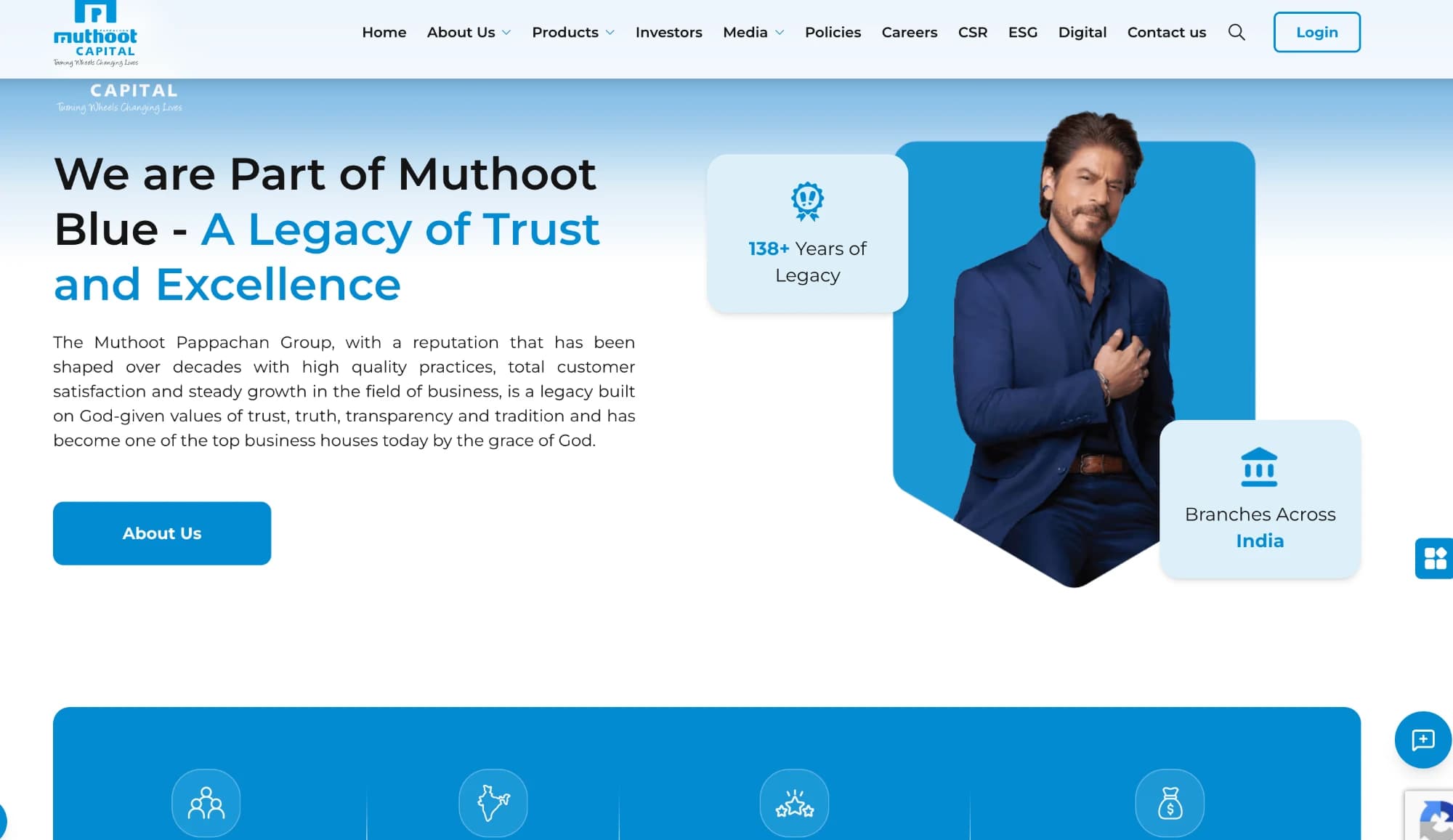 Muthoot Capital about page, describing the group's lending business